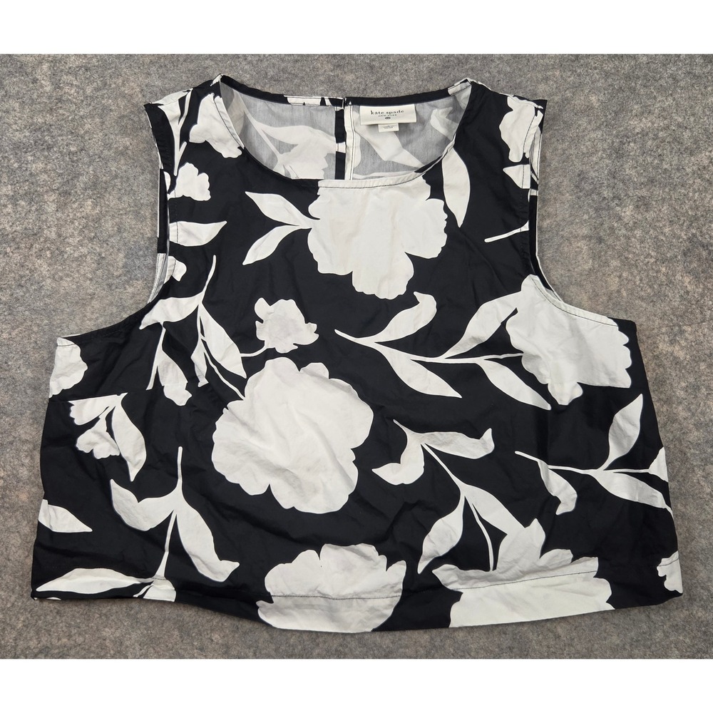 Kate Spade New York Target Floral Sleeveless Crop Top Black White Large
